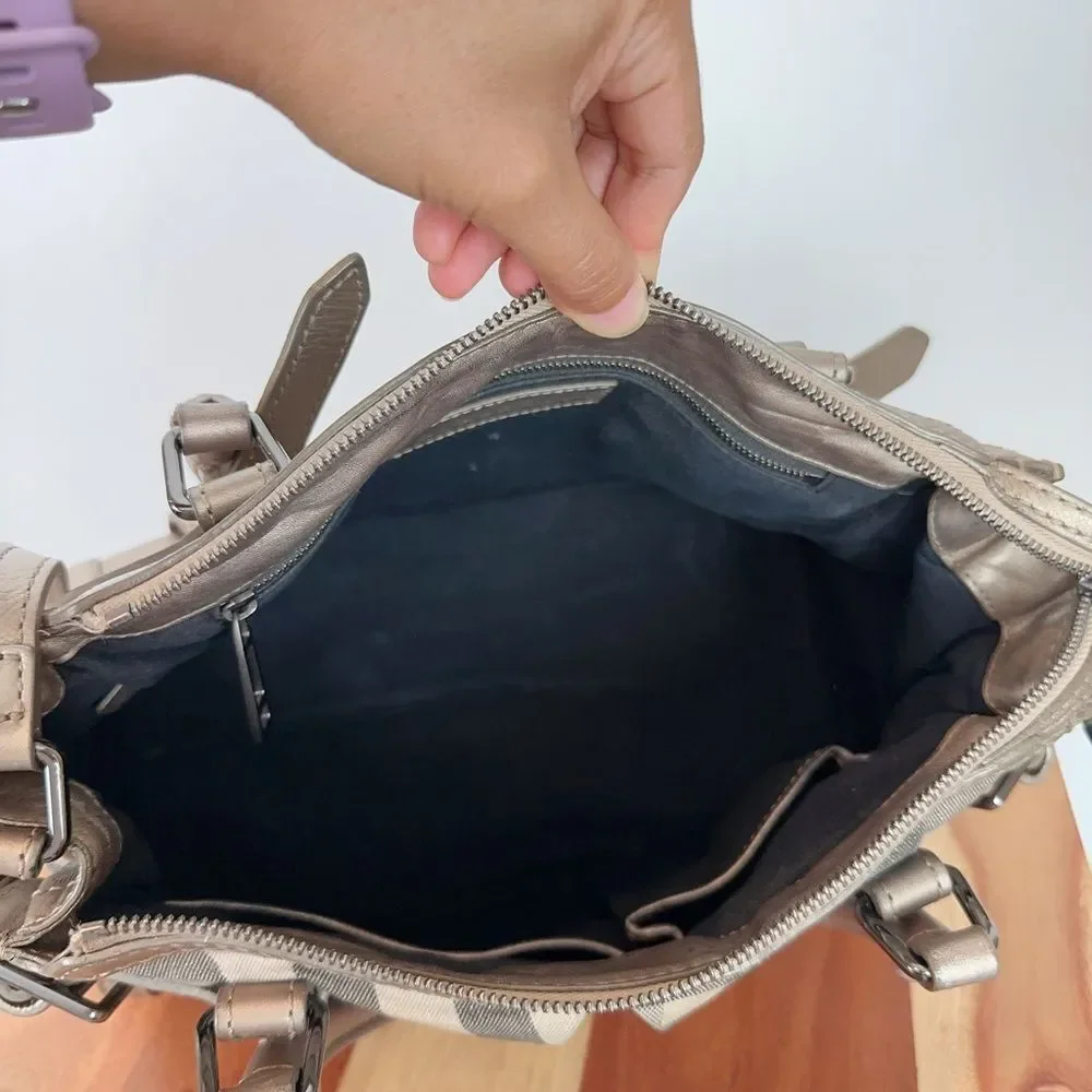Pre-Owned Burberry Satchel Shimmer Nova Check‎ Canvas